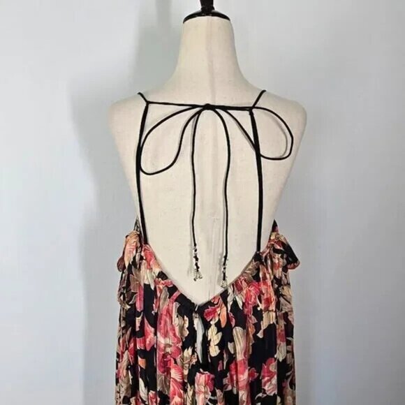 FREE PEOPLE Primmy Printed  Maxi Dress XL Black Combo NEW - Picture 7 of 10